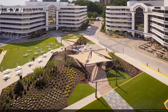 SYNLawn Utah commercial artificial grass for office buildings plaza courtyards